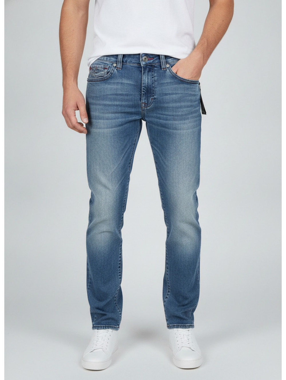 True Religion Men's Skinny Fit Blue Jeans with Signature Pkt